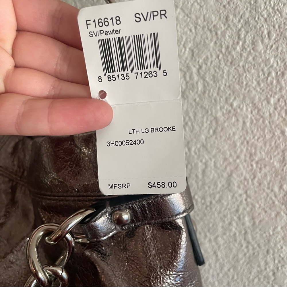 NWT Coach Brooke Metallic Pewter Silver Hobo Bag - Picture 5 of 5